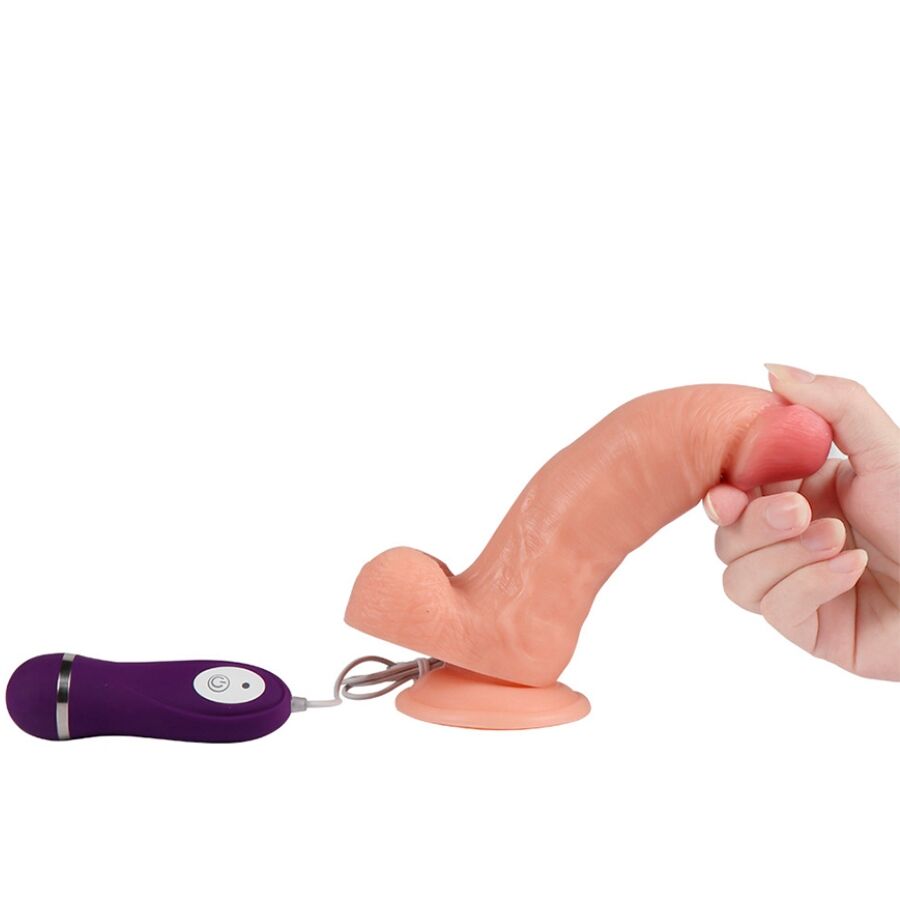 SHEQU - ŻELAZNY SMOCZY WIBRUJĄCY DILDO Z PILOTEM 17,5 CM