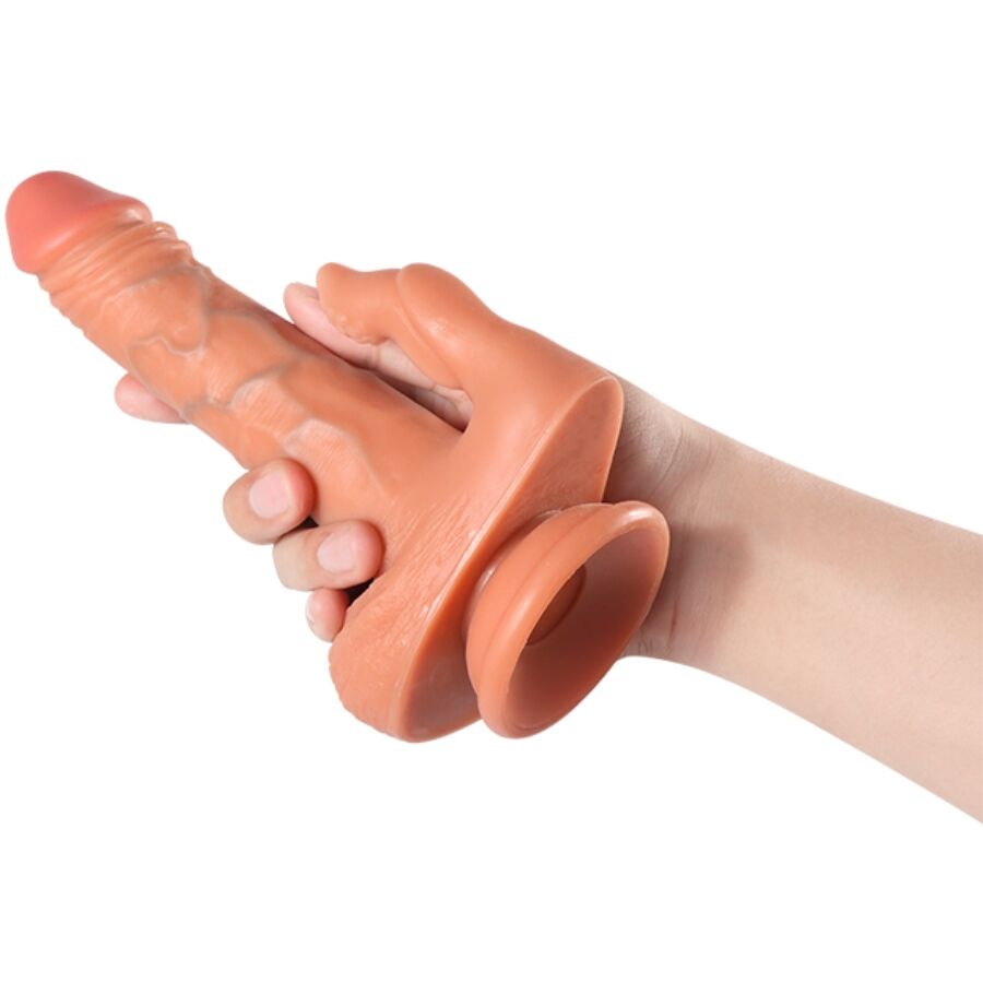SHEQU - JULIAN DILDO I STYMULATOR ŁECHTACZKI Z WIBRACJAMI I PILOTEM 16 CM