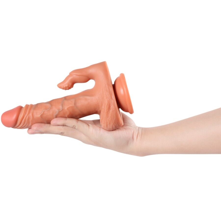 SHEQU - JULIAN DILDO I STYMULATOR ŁECHTACZKI Z WIBRACJAMI I PILOTEM 16 CM
