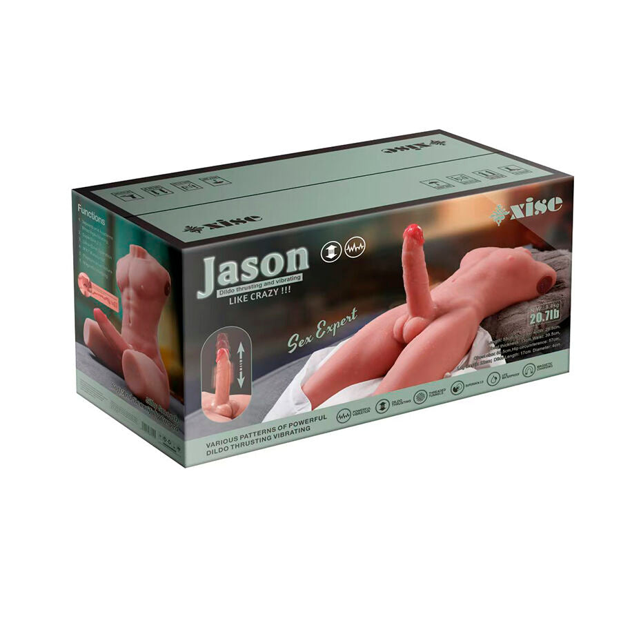 XISE - JASON REALISTYCZNY MĘSKI TORSO DO POŁOWY Z FUNKCJĄ PCHANIA I WIBRACJI 55 CM