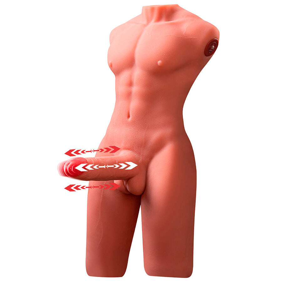 XISE - JASON REALISTYCZNY MĘSKI TORSO DO POŁOWY Z FUNKCJĄ PCHANIA I WIBRACJI 55 CM
