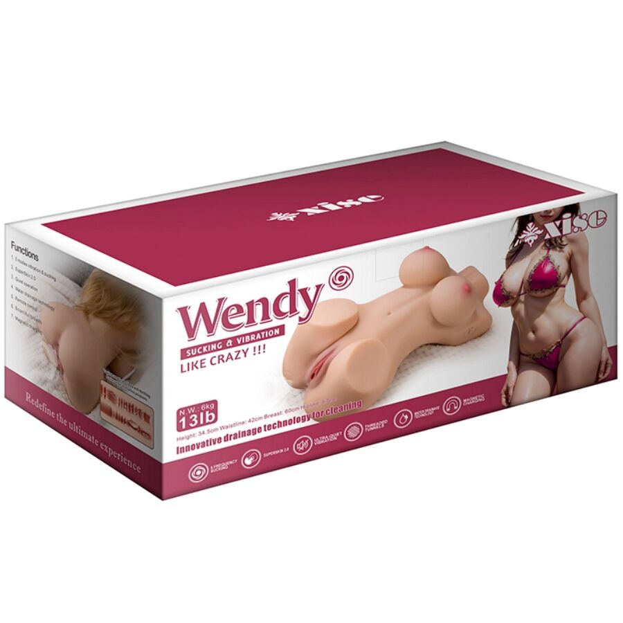 XISE - TUŁÓW KOBIETY WENDY Z FUNKCJĄ SSANIA, WIBRACJAMI I PILOTEM 6 KG