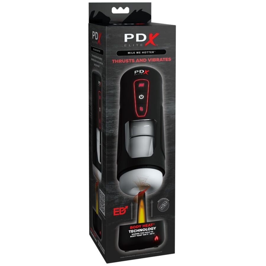 PDX ELITE - MILK ME HOTTER AUTOMATYCZNY MASTURBATOR Z FUNKCJĄ WIBRACJI, PCHNIĘĆ I EFEKTEM GRZANIA