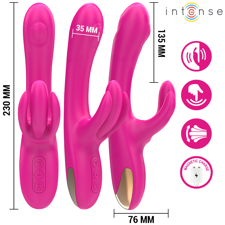 INTENSE - BRYTYJSKI WIELOFUNKCYJNY WIBRATOR KRÓLICZEK 23 CM RÓŻOWY