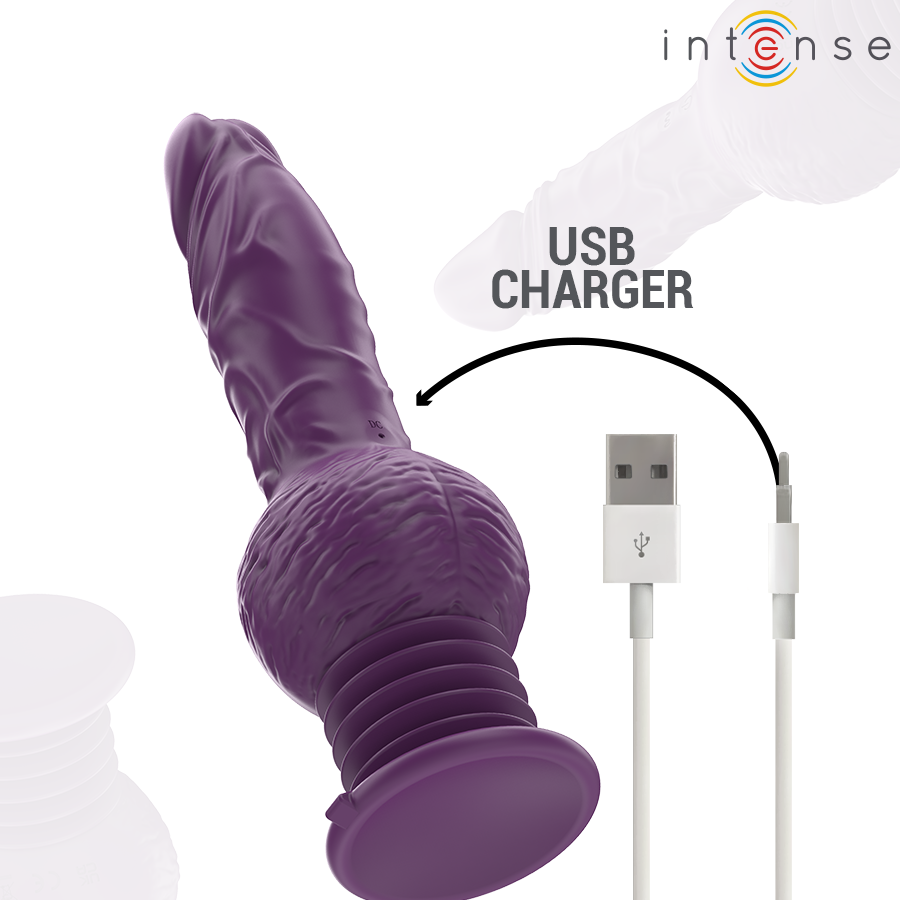 INTENSE - WIBRATOR WIELOFUNKCYJNY TATUM Z WIBRACJAMI GÓRA-DÓŁ 24 CM FIOLETOWY