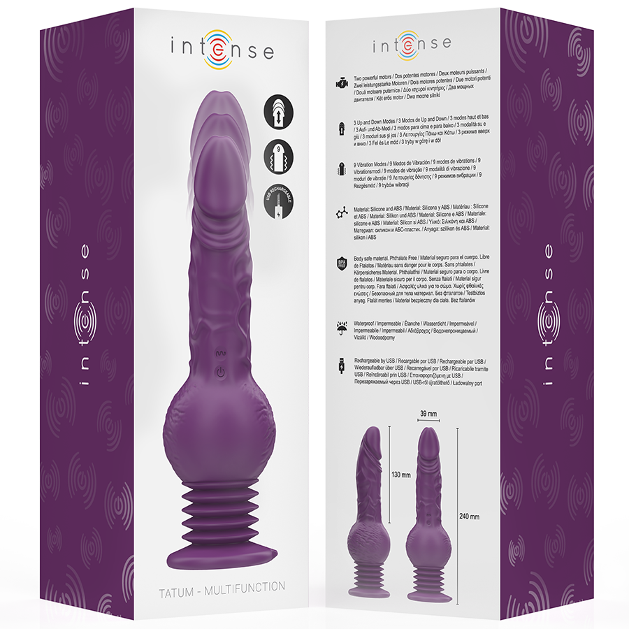 INTENSE - WIBRATOR WIELOFUNKCYJNY TATUM Z WIBRACJAMI GÓRA-DÓŁ 24 CM FIOLETOWY