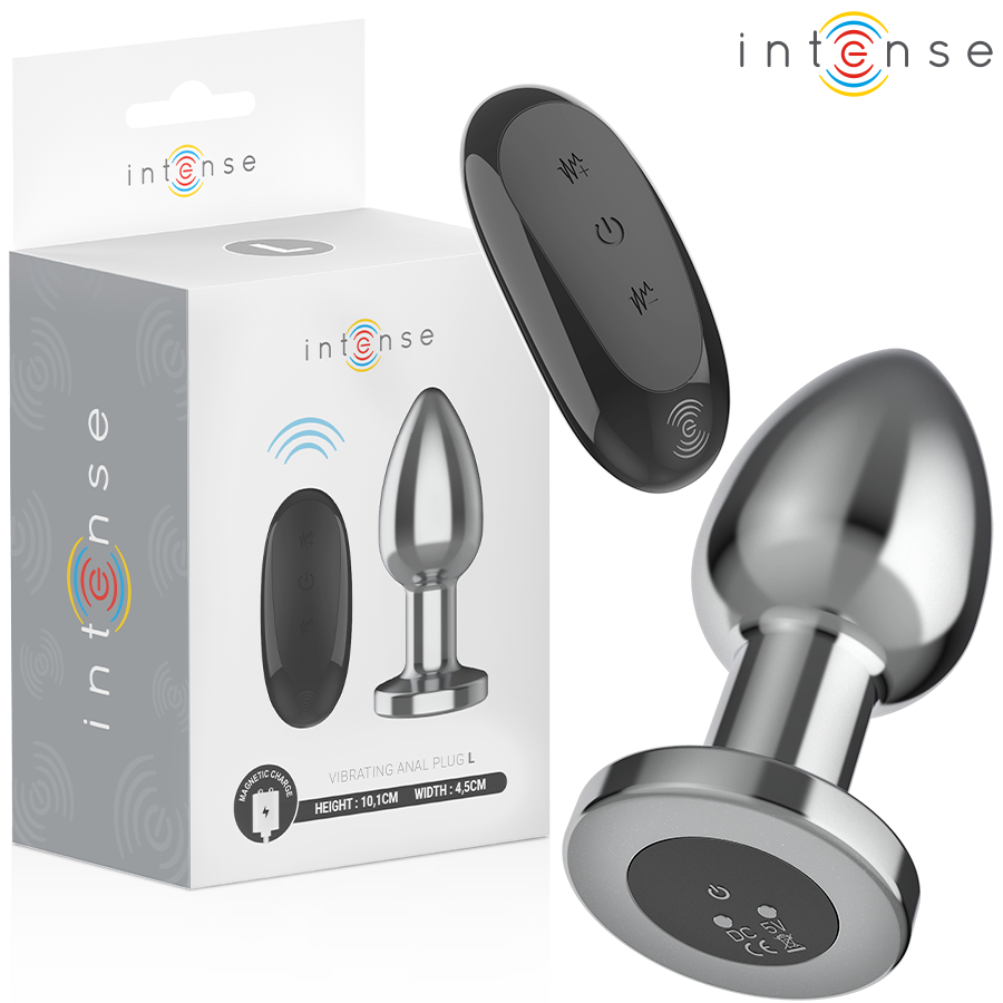 INTENSE – KOREK ANALNY 10 WIBRACJI METALOWY Z PILOTEM L