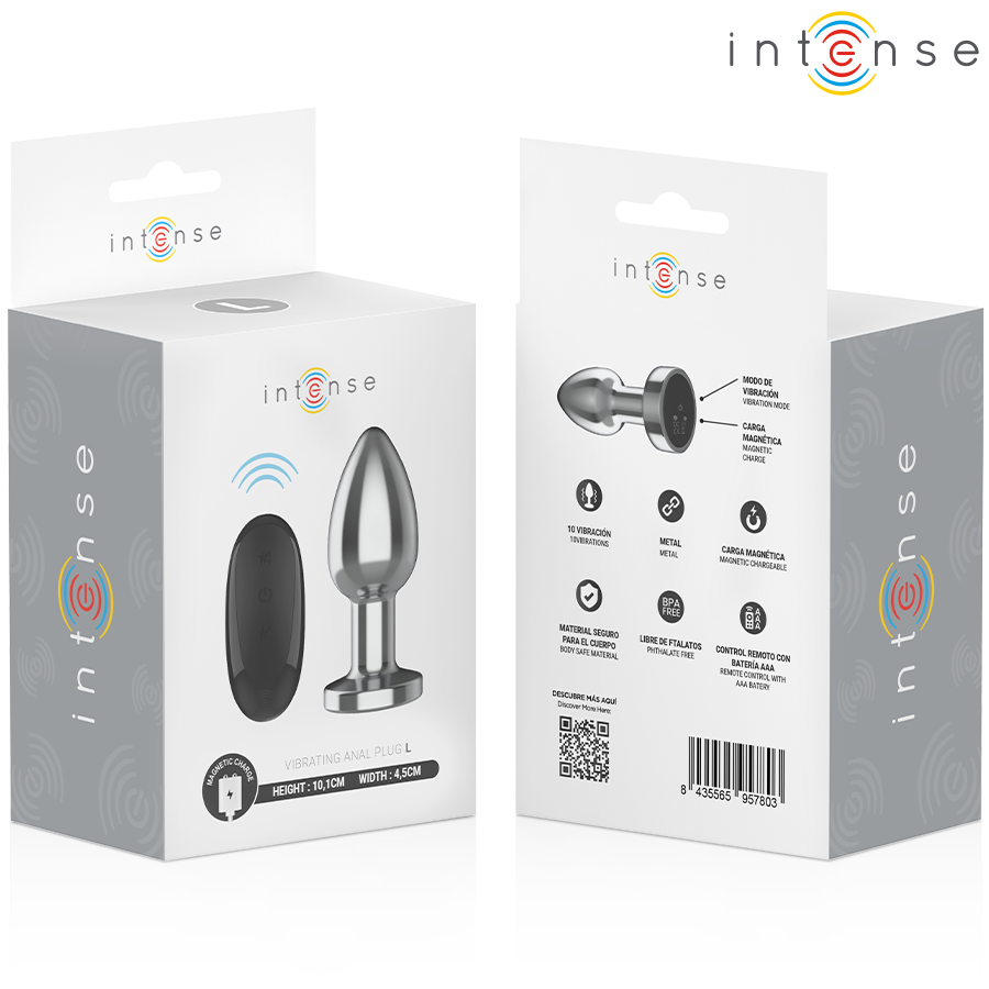 INTENSE – KOREK ANALNY 10 WIBRACJI METALOWY Z PILOTEM L