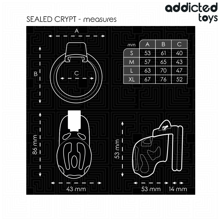 ADDICTED TOYS ZAMKNIĘTE – Klatka na penisa ZAPYTECZNA KRYPTA 8 CM