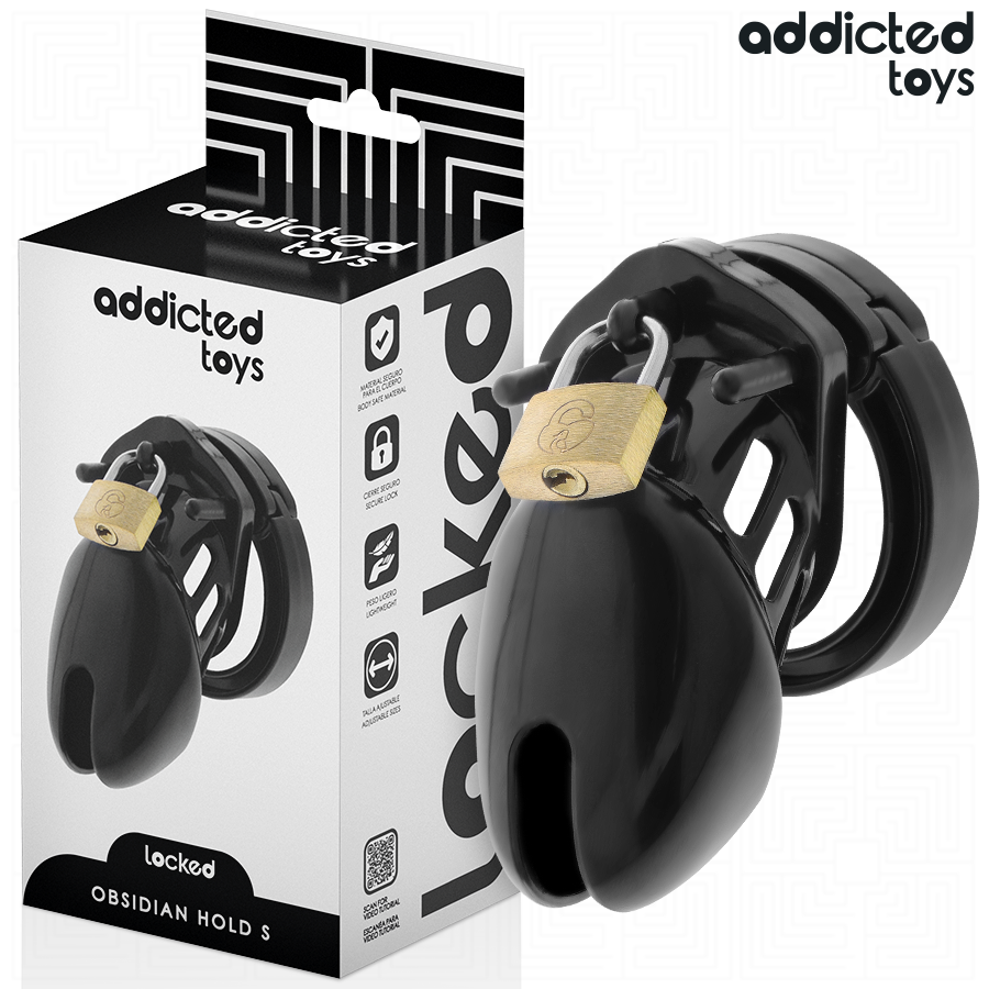 ADDICTED TOYS ZABLOKOWANE - OBSYDIANOWA KLATKA NA PENISA ROZMIAR S