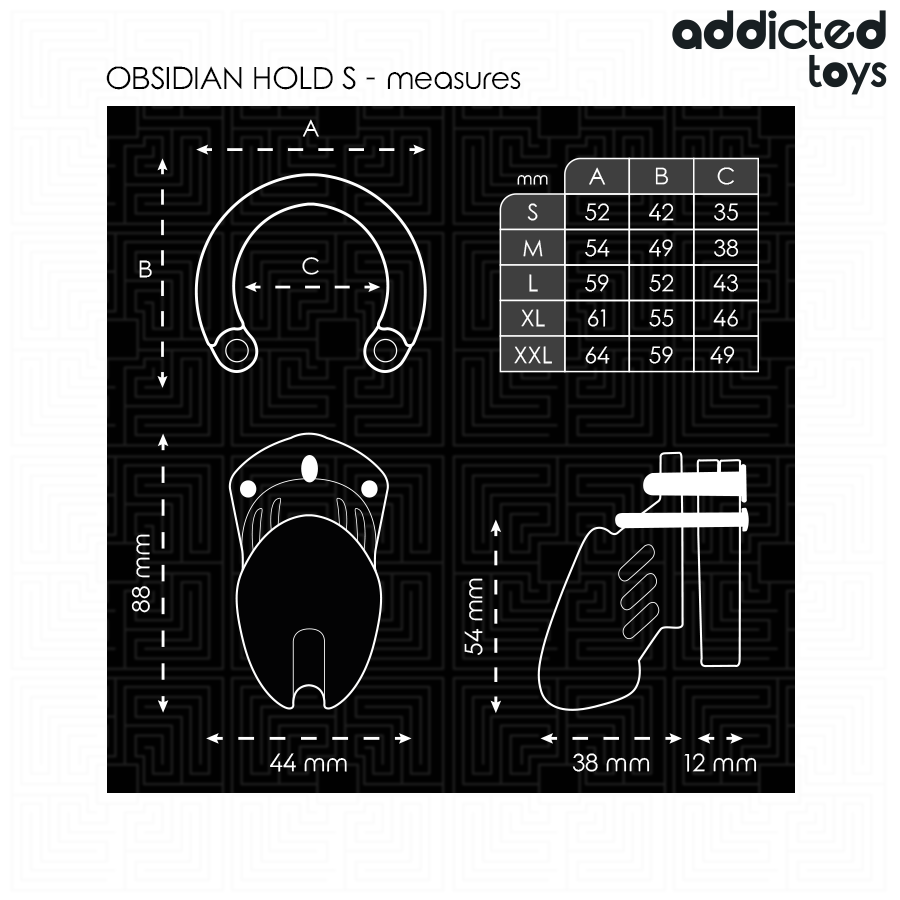 ADDICTED TOYS ZABLOKOWANE - OBSYDIANOWA KLATKA NA PENISA ROZMIAR S