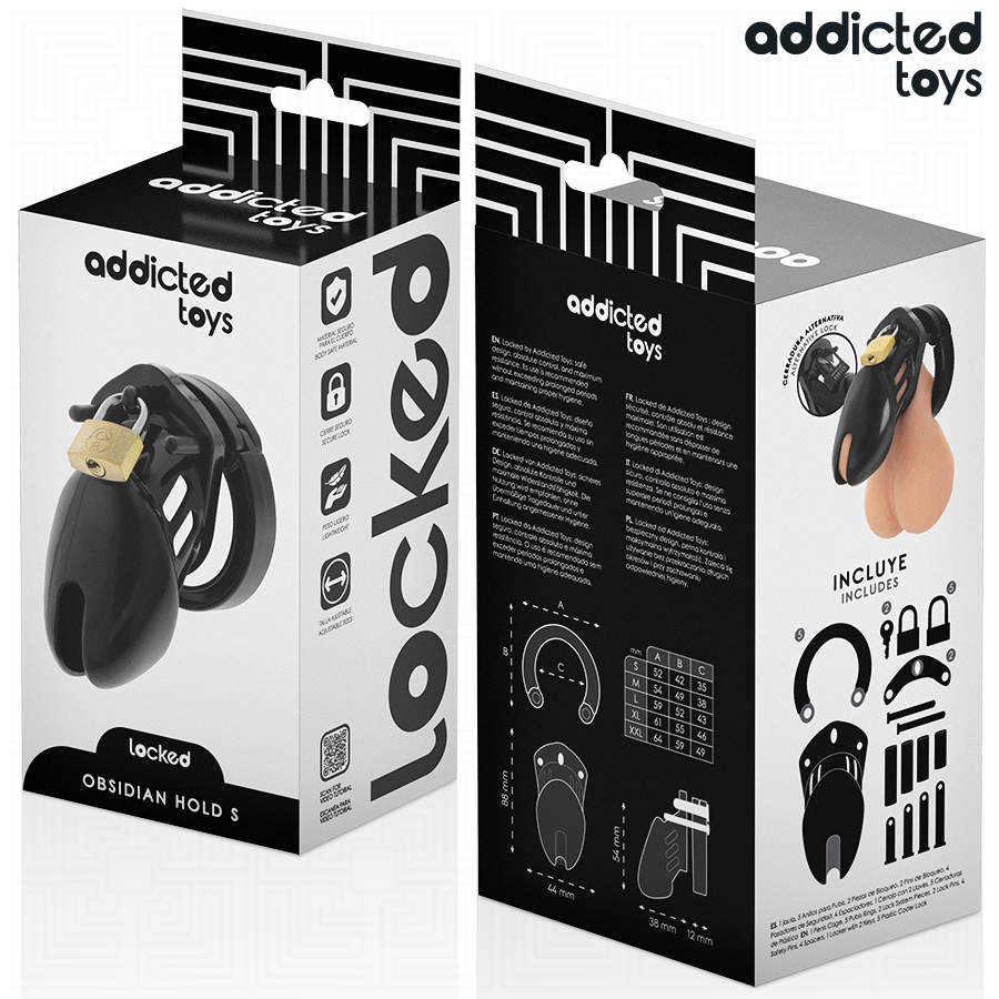 ADDICTED TOYS ZABLOKOWANE - OBSYDIANOWA KLATKA NA PENISA ROZMIAR S