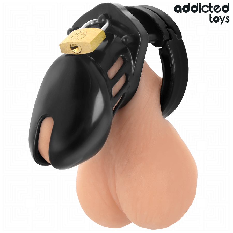 ADDICTED TOYS ZABLOKOWANE - OBSYDIANOWA KLATKA NA PENISA ROZMIAR S