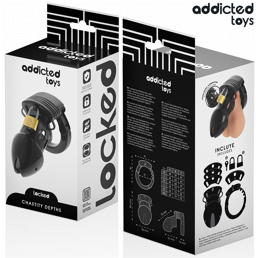 ADDICTED TOYS ZABLOKOWANE - GŁĘBOKOŚCI CNOTY KLATKA NA PENISA 7.5 CM