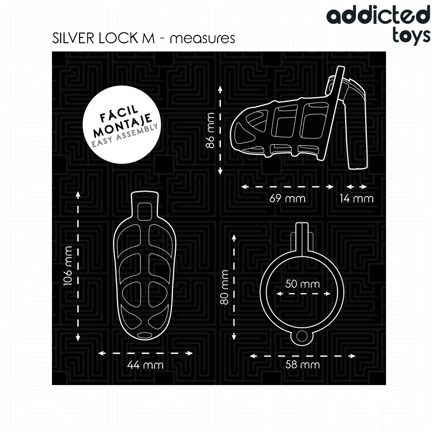ADDICTED TOYS ZABLOKOWANE - SREBRNA KONSOLA NA PENISA METALOWA ROZMIAR M