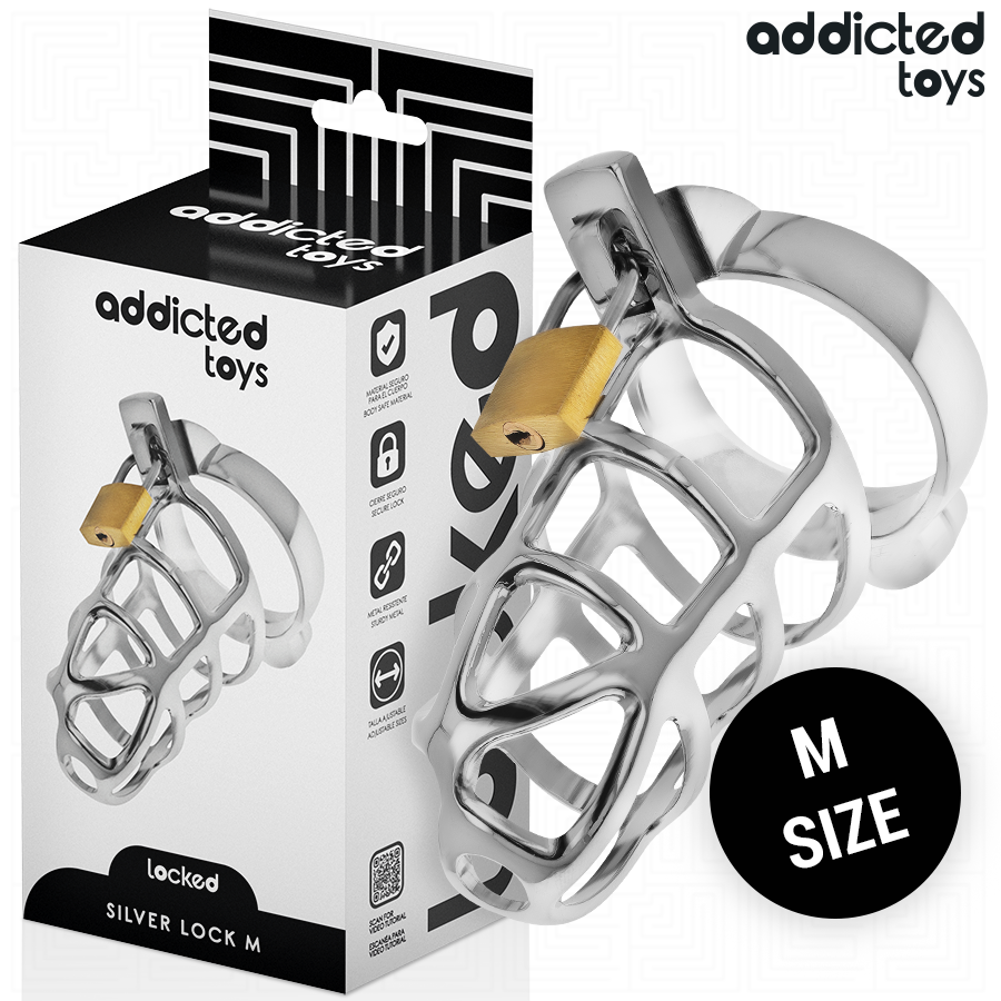 ADDICTED TOYS ZABLOKOWANE - SREBRNA KONSOLA NA PENISA METALOWA ROZMIAR M