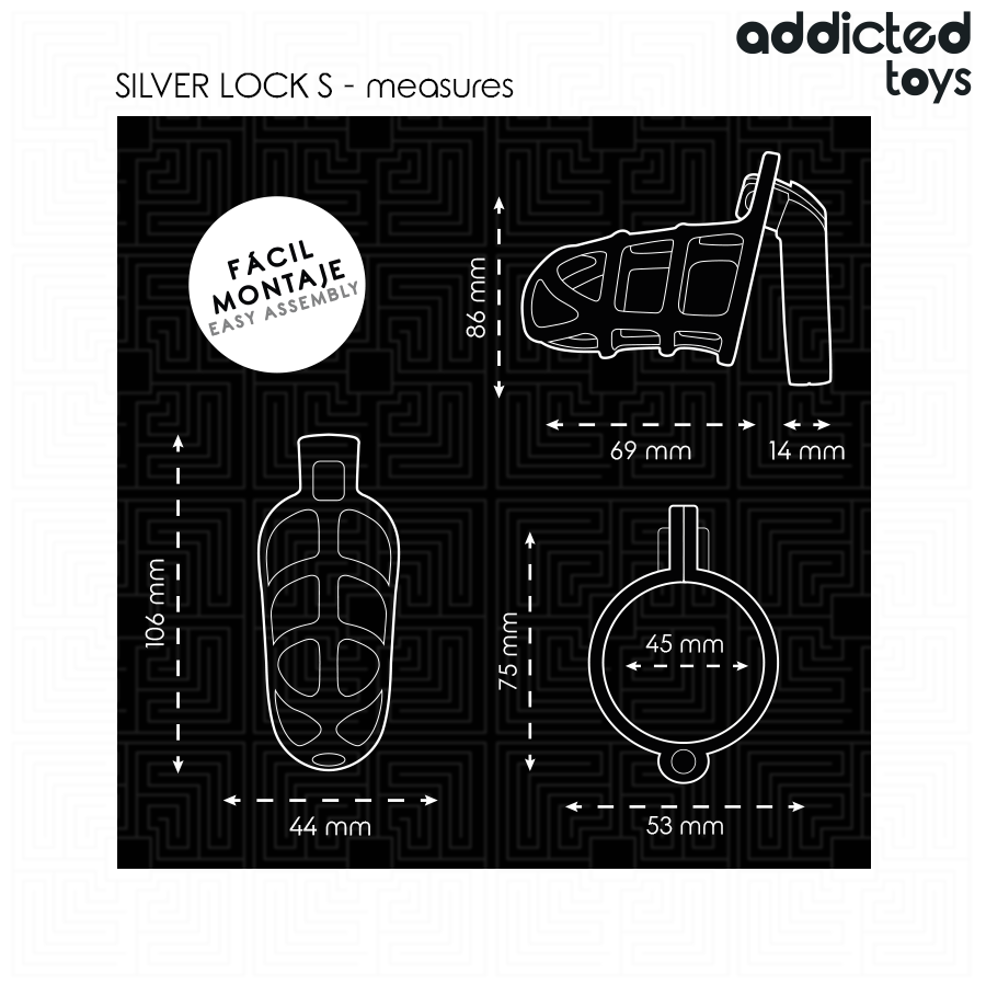 ADDICTED TOYS ZABLOKOWANE - SREBRNA KLATKA NA PENISA METALOWA ROZMIAR S