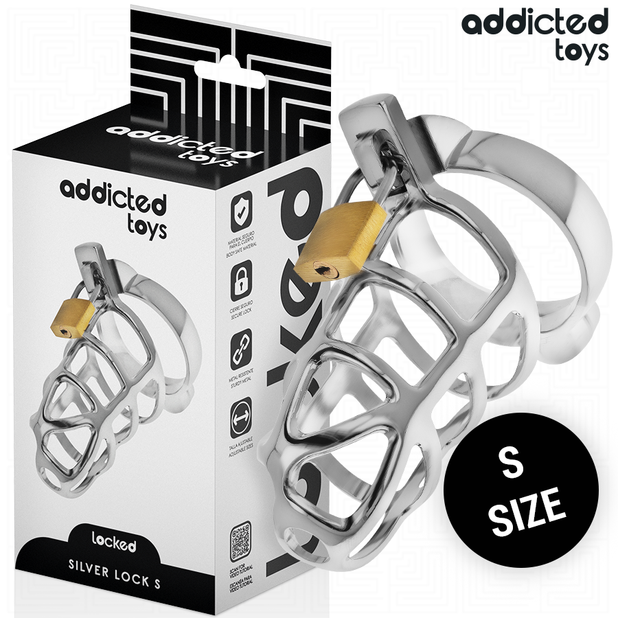 ADDICTED TOYS ZABLOKOWANE - SREBRNA KLATKA NA PENISA METALOWA ROZMIAR S