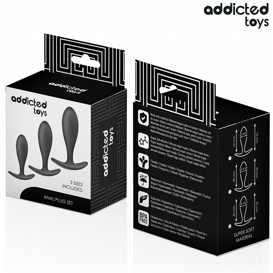 ADDICTED TOYS - ZESTAW 3 KORKÓW ANALNYCH SILIKONOWYCH MODEL 2