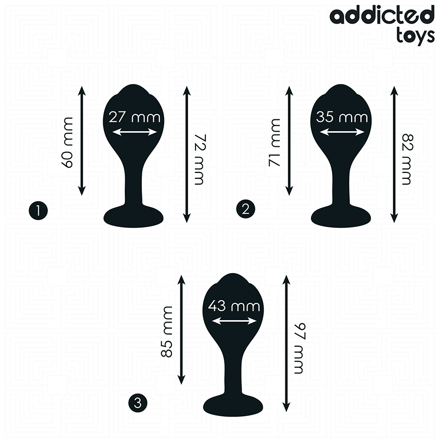 ADDICTED TOYS - ZESTAW 3 KORKÓW ANALNYCH SILIKONOWYCH Z KLEJNOTEM