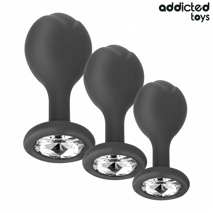 ADDICTED TOYS - ZESTAW 3 KORKÓW ANALNYCH SILIKONOWYCH Z KLEJNOTEM