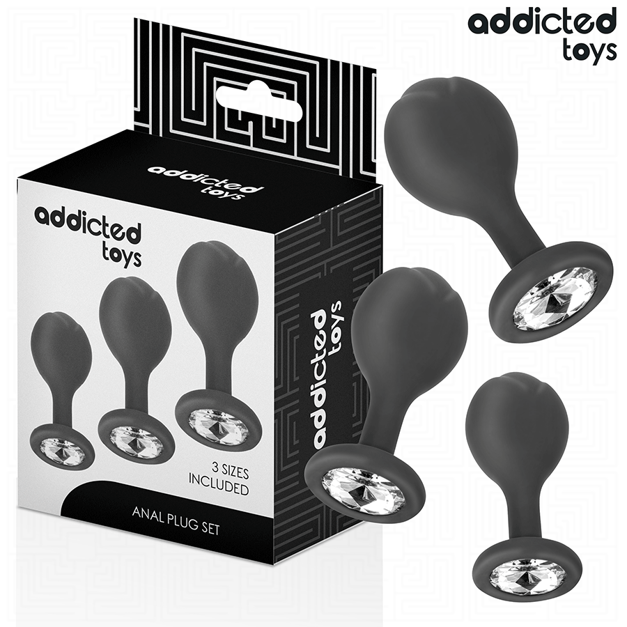 ADDICTED TOYS - ZESTAW 3 KORKÓW ANALNYCH SILIKONOWYCH Z KLEJNOTEM