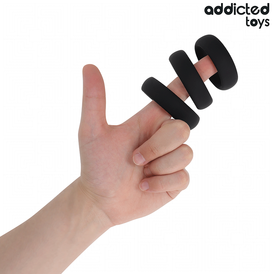 ADDICTED TOYS - ZESTAW PŁASKICH SILIKONOWYCH PIERŚCIENI