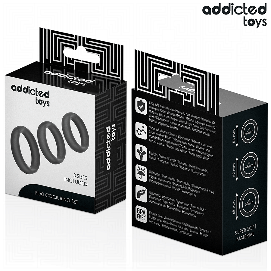 ADDICTED TOYS - ZESTAW PŁASKICH SILIKONOWYCH PIERŚCIENI