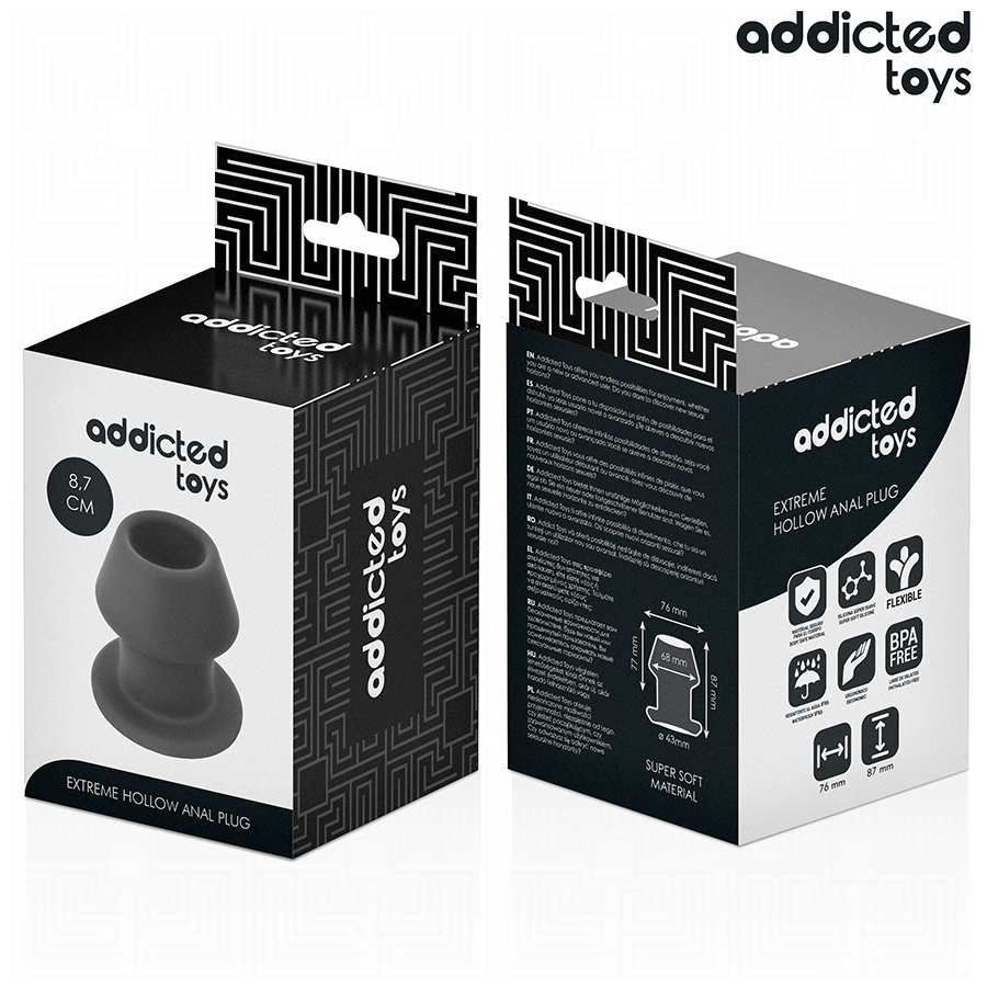 ADDICTED TOYS - EKSTREMALNY PUSTY KOREK ANALNY SILIKON ROZMIAR M 8.7 CM