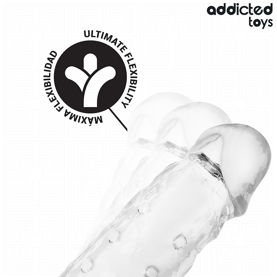 ADDICTED TOYS - PRZEZROCZYSTA NAKŁADKA NA PENISA ROZMIAR M 27 CM