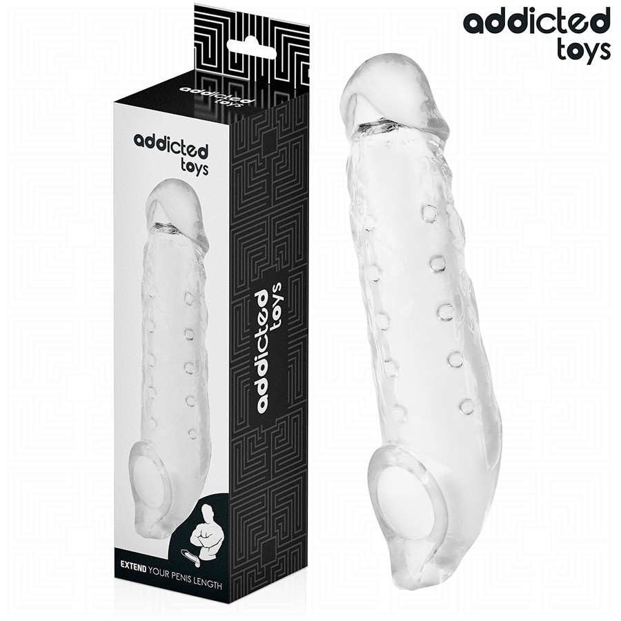 ADDICTED TOYS - PRZEZROCZYSTA NAKŁADKA NA PENISA ROZMIAR M 27 CM