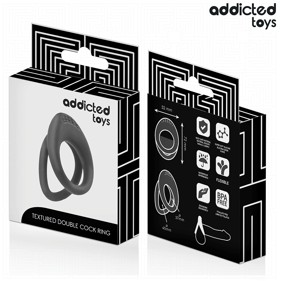 ADDICTED TOYS - PODWÓJNY PIERŚCIEŃ EREKCYJNY O DWOJAKIEJ FAKTURZE