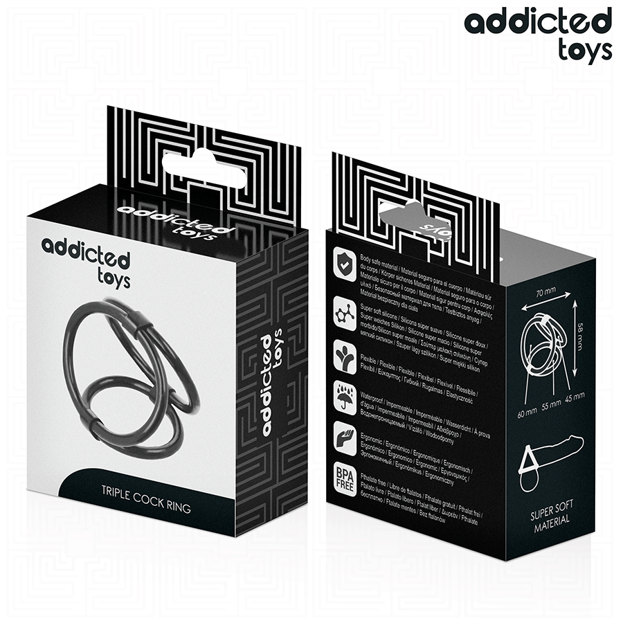 ADDICTED TOYS - POTRÓJNY PIERŚCIEŃ NA PENISA