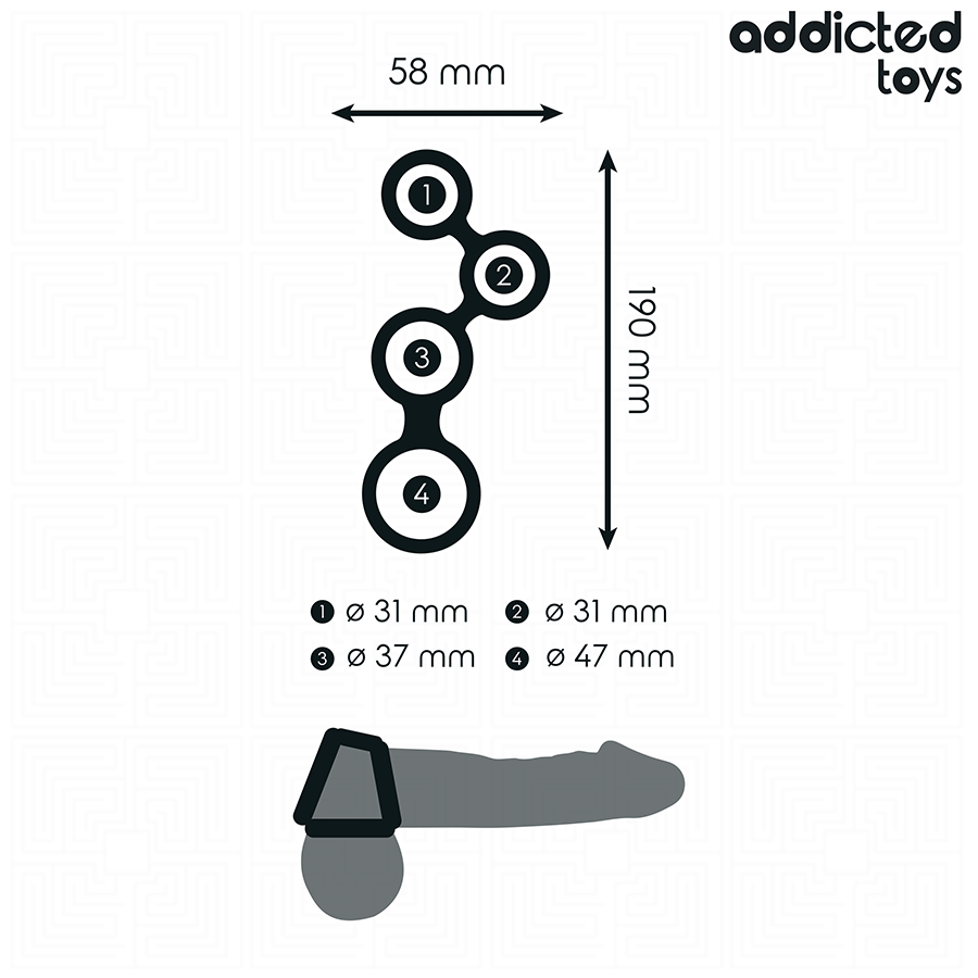 ADDICTED TOYS - PIERŚCIEŃ NA PENISA Z PRZEGRÓDKAMI NA JĄDRA