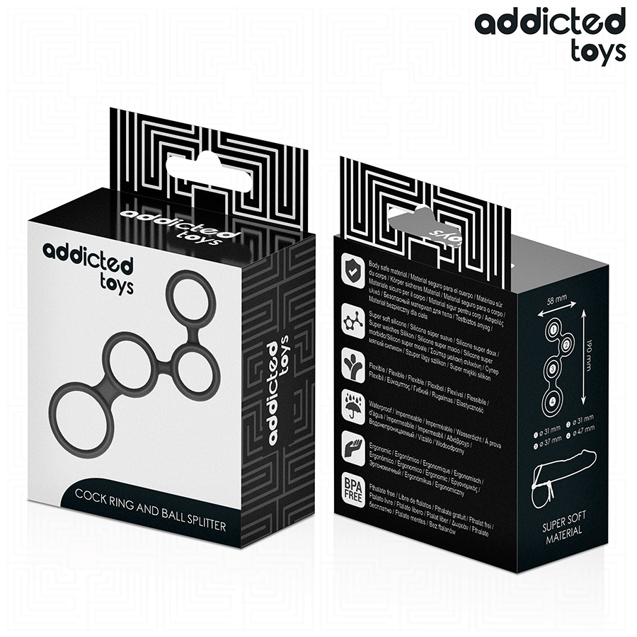 ADDICTED TOYS - PIERŚCIEŃ NA PENISA Z PRZEGRÓDKAMI NA JĄDRA