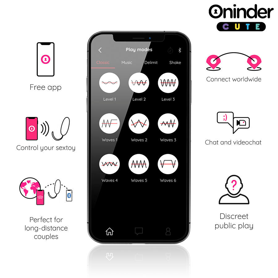 ONINDER CUTE - LOVE PLEASURE WIBRUJĄCA FALUJĄCA SILIKONOWA JAJECZKO - BEZPŁATNA GLOBALNA APLIKACJA