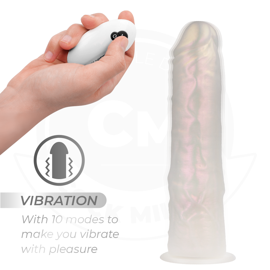 COCK MILLER - DILDO Z PRZYSSAWKĄ, ŚWIECĄCY I WIBRUJĄCY Z PILOTEM BIAŁY 20.5 CM