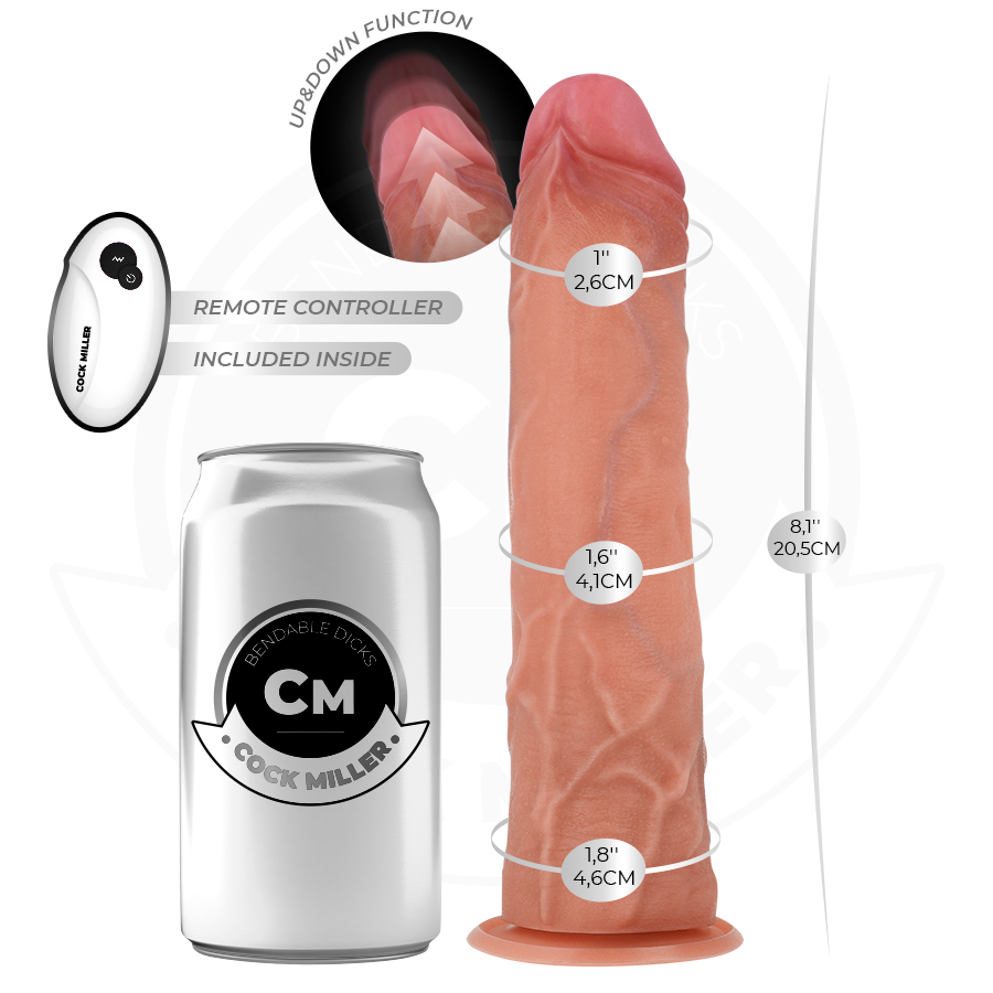 COCK MILLER - HIPERREALISTYCZNE DILDO Z PRZYSSAWKĄ I FUNKCJĄ RUCHÓW POSUWISTO-ZWROTNYCH Z PILOTEM 20,5 CM