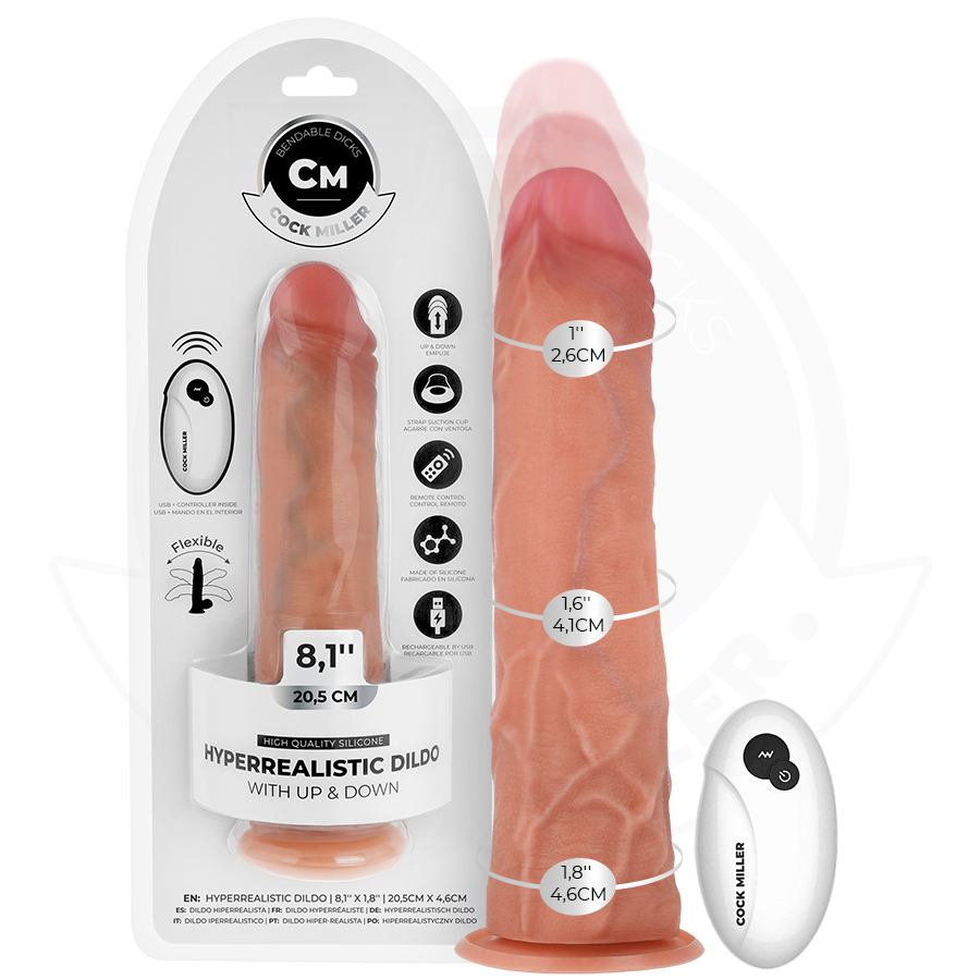COCK MILLER - HIPERREALISTYCZNE DILDO Z PRZYSSAWKĄ I FUNKCJĄ RUCHÓW POSUWISTO-ZWROTNYCH Z PILOTEM 20,5 CM