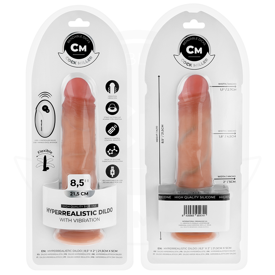COCK MILLER - REALISTYCZNE DILDO Z PRZYSSAWKĄ I WIBRACJAMI ZE ZDALNYM STEROWANIEM 21,5 CM