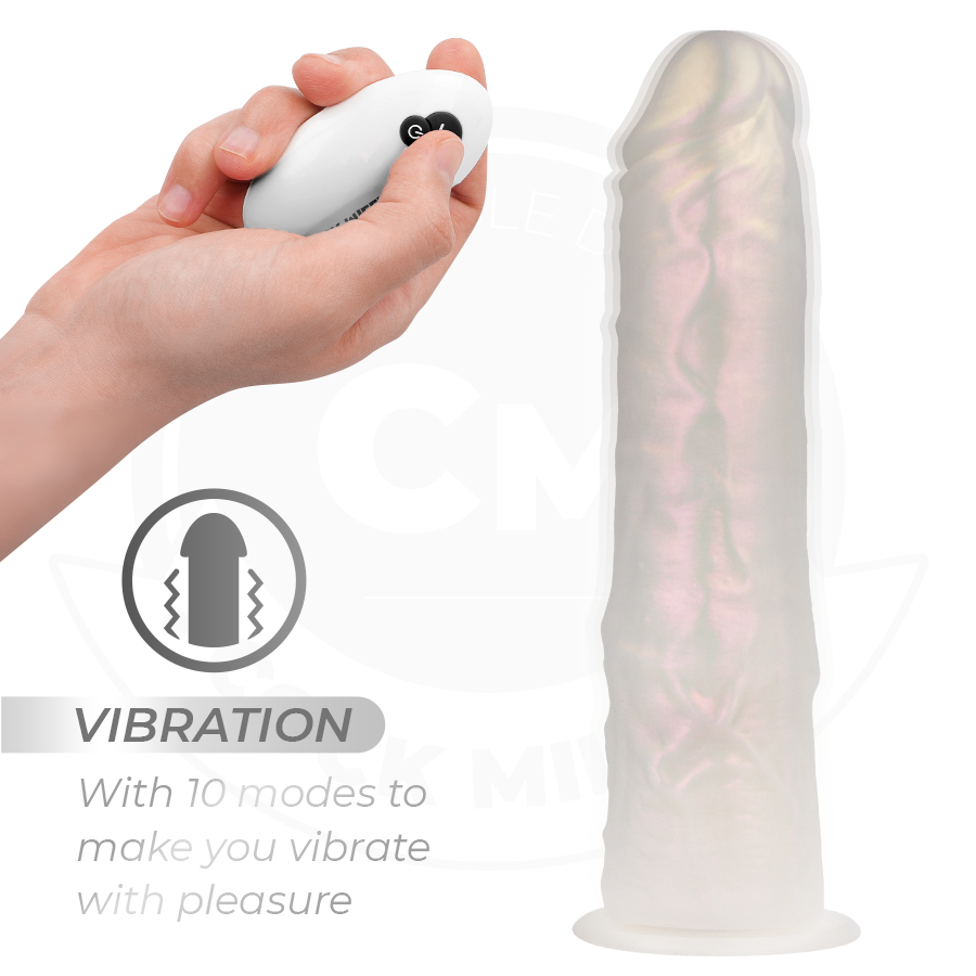 COCK MILLER – DILDO Z PRZYSSAWKĄ, ŚWIATŁAMI I WIBRACJAMI Z PILOTEM BIAŁY 21,5 CM