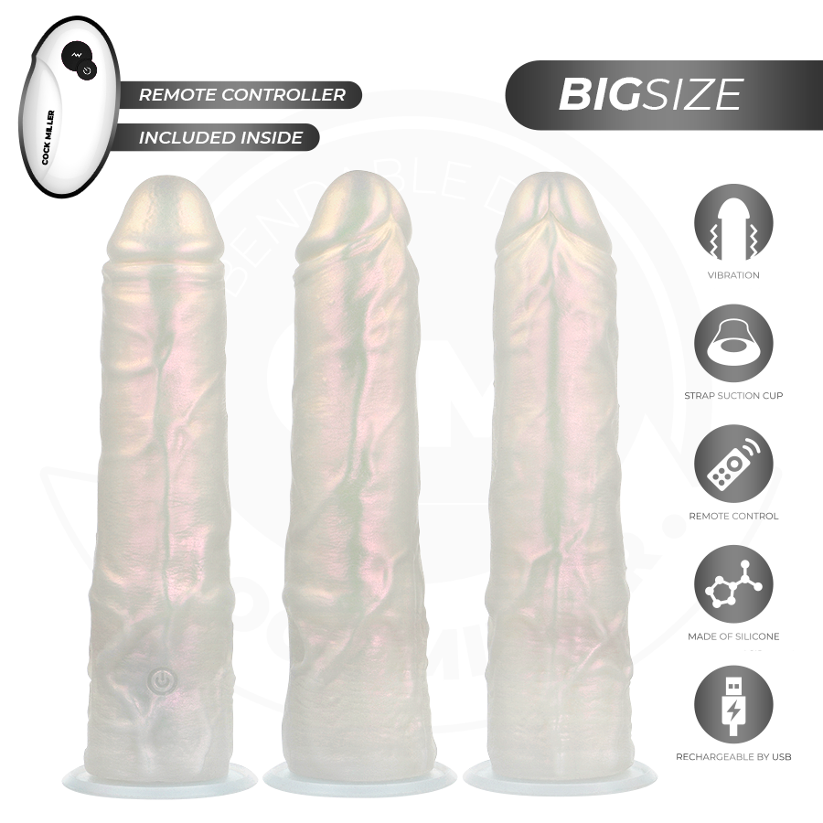COCK MILLER – DILDO Z PRZYSSAWKĄ, ŚWIATŁAMI I WIBRACJAMI Z PILOTEM BIAŁY 21,5 CM