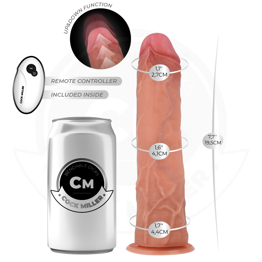 COCK MILLER - HIPERREALISTYCZNE DILDO Z PRZYSSAWKĄ I RUCHEM POSUWISTO-ZWRONTMNYM Z PILOTEM 19,5 CM