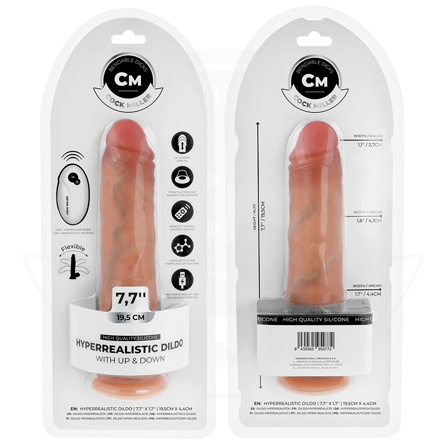 COCK MILLER - HIPERREALISTYCZNE DILDO Z PRZYSSAWKĄ I RUCHEM POSUWISTO-ZWRONTMNYM Z PILOTEM 19,5 CM