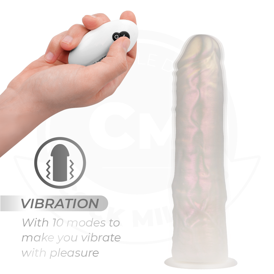 COCK MILLER - DILDO Z PRZYSSAWKĄ, ŚWIATŁAMI I WIBRACJAMI Z PILOTEM BIAŁY 19,5 CM