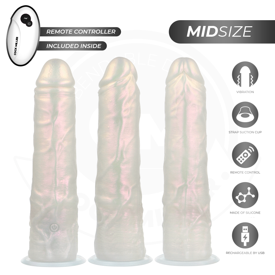 COCK MILLER - DILDO Z PRZYSSAWKĄ, ŚWIECĄCY I WIBRUJĄCY Z PILOTEM BIAŁY 20.5 CM