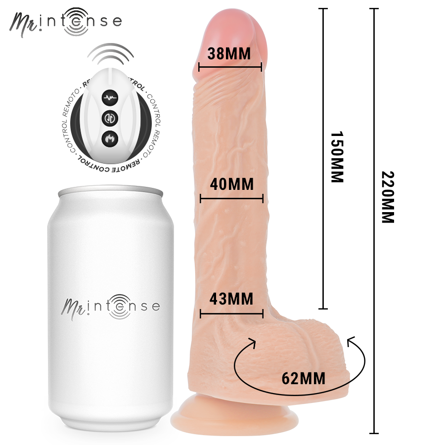 MR INTENSE - BROSNAN REALISTYCZNY WIELOFUNKCYJNY Z WIBRACJAMI, ZDALNYM STEROWANIEM GÓRA-DÓŁ, 22 CM - LUB - 4 CM