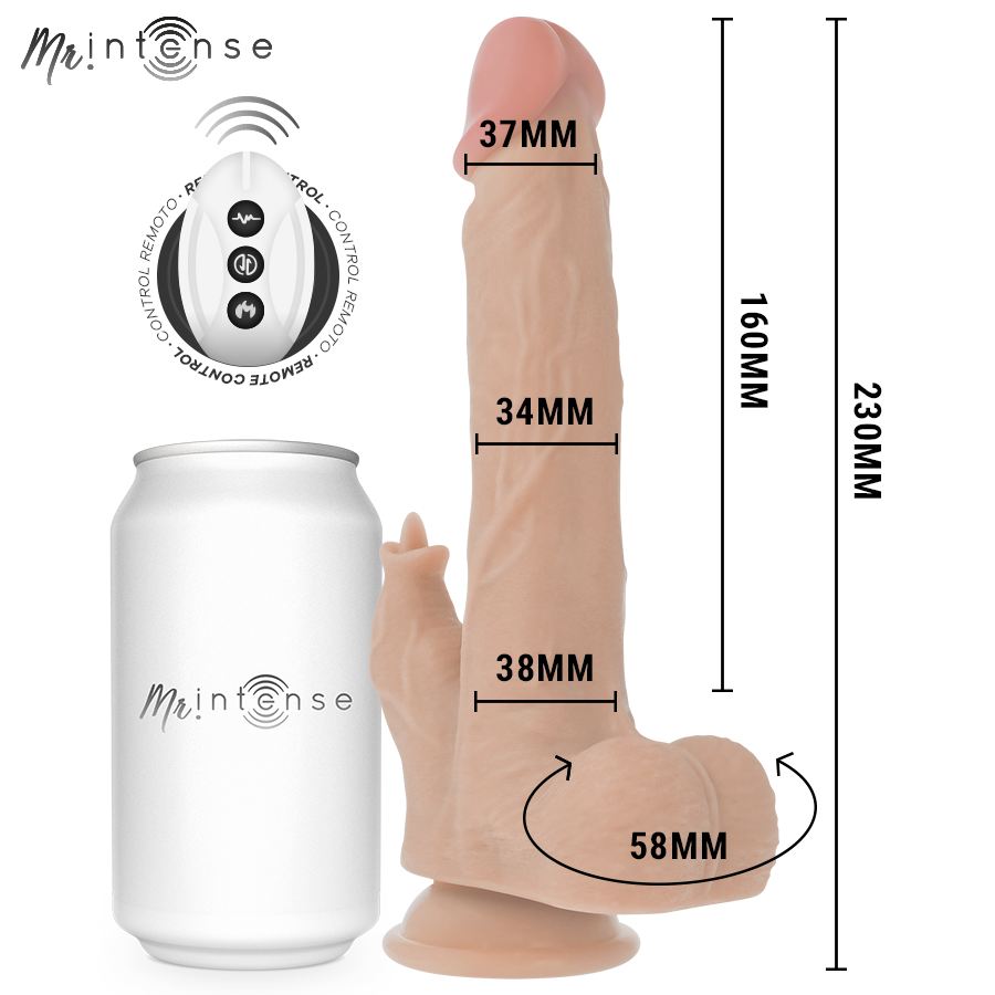 MR INTENSE – REALISTYCZNY WIELOFUNKCYJNY PENIS REDFORD Z WIBRACJAMI I RUCHEM GÓRA-DÓŁ STEROWANY PILOTEM 23 CM -O- 3.5 CM