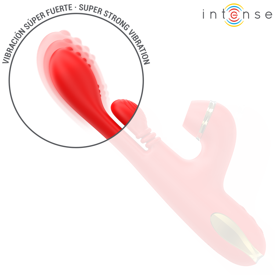 INTENSE - KATY WIELOFUNKCYJNY STYMULATOR ŁECHTACZKI 4 WYMIENNE GŁOWICE CZERWONY