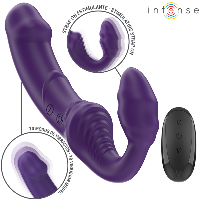 INTENSE - WIBRATOR JILL DOUBLE 20 CM FIOLETOWY Z PILOTEM